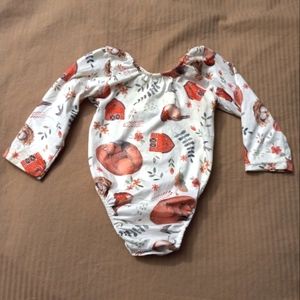 Infant girl Red Barn and birds bodysuit
